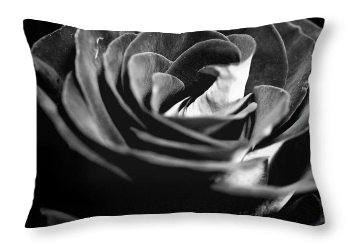 Large Black and White Rose - Throw Pillow