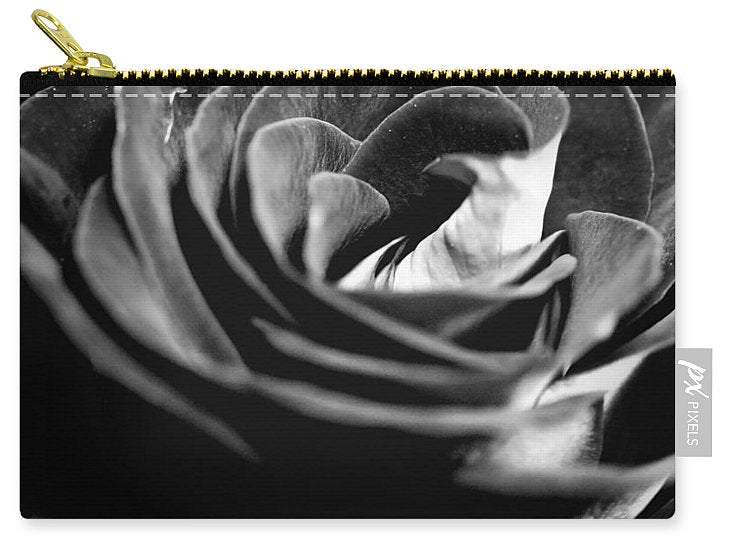 Large Black and White Rose - Carry-All Pouch