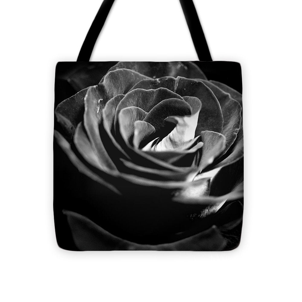 Large Black and White Rose - Tote Bag
