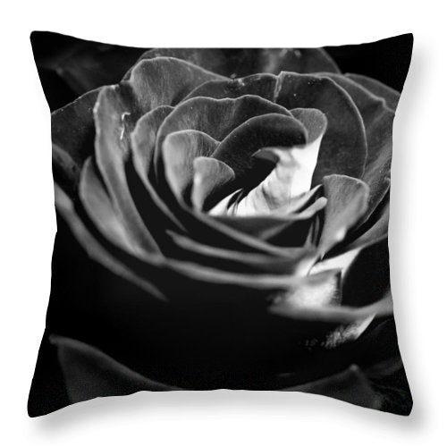 Large Black and White Rose - Throw Pillow