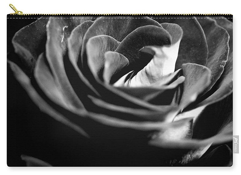 Large Black and White Rose - Carry-All Pouch