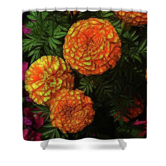Large Marigolds - Shower Curtain