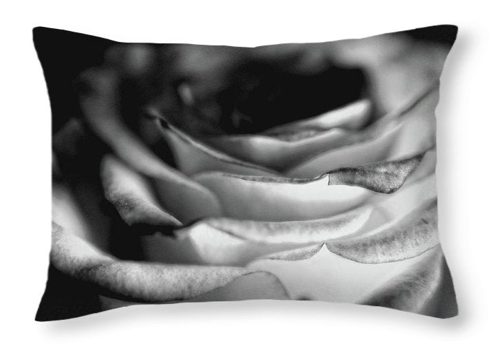 Light Black and White Rose - Throw Pillow