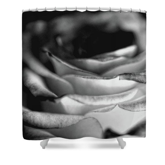 Light Black and White Rose - Shower Curtain