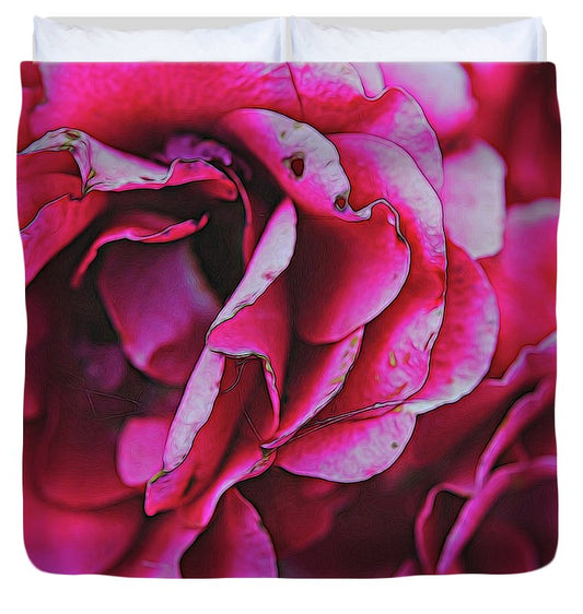 Pink and White Flowers - Duvet Cover