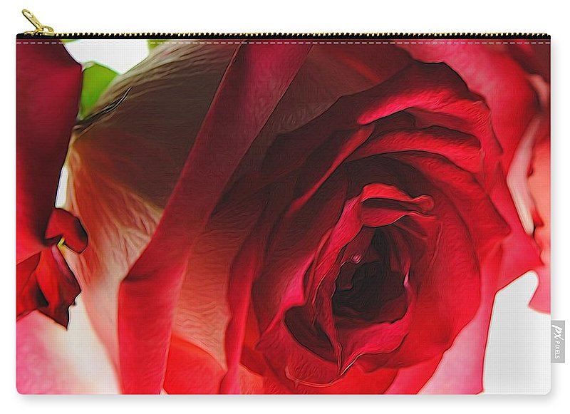 Pink Lined White Rose - Carry-All Pouch