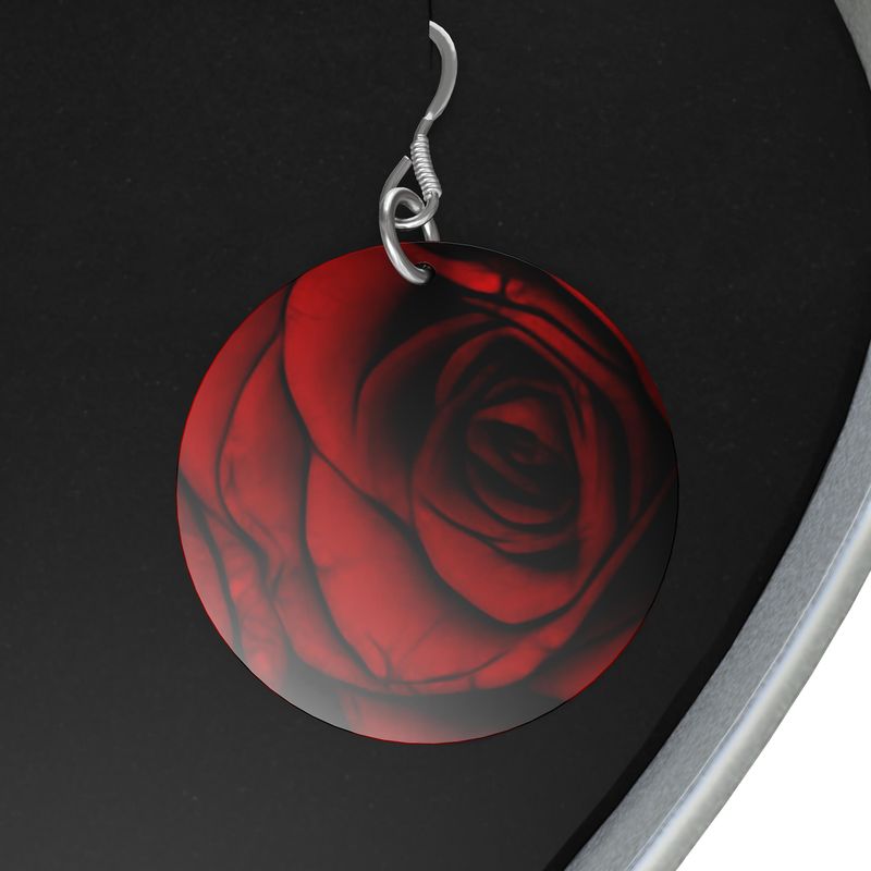 Reddest Rose Sterling Silver Earrings