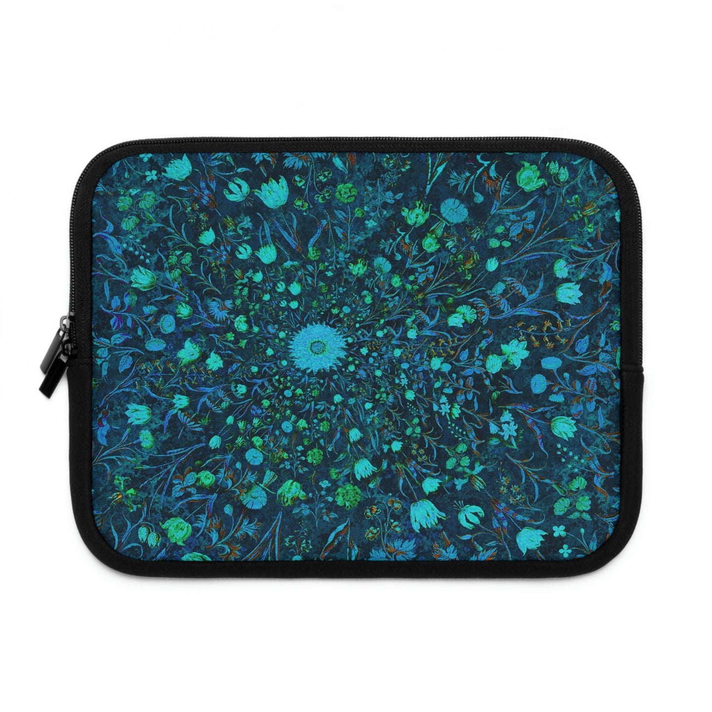 Blue Green Medieval Flowers Laptop Sleeve