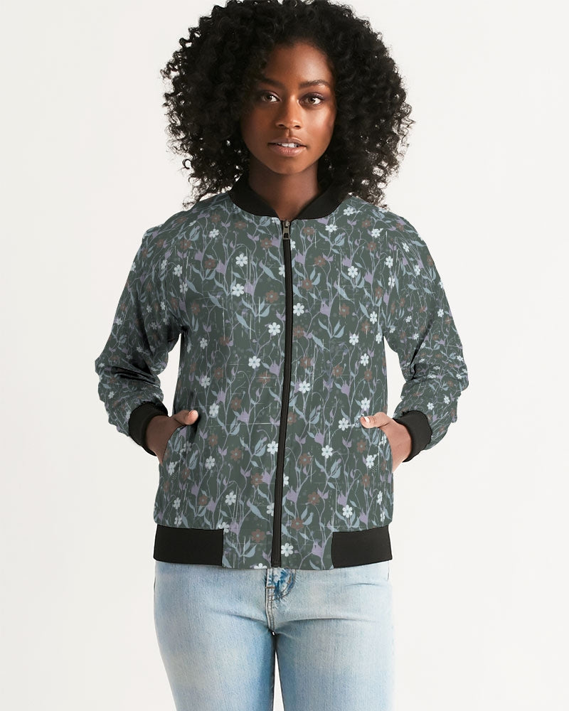 Violets On Gray Women's Bomber Jacket