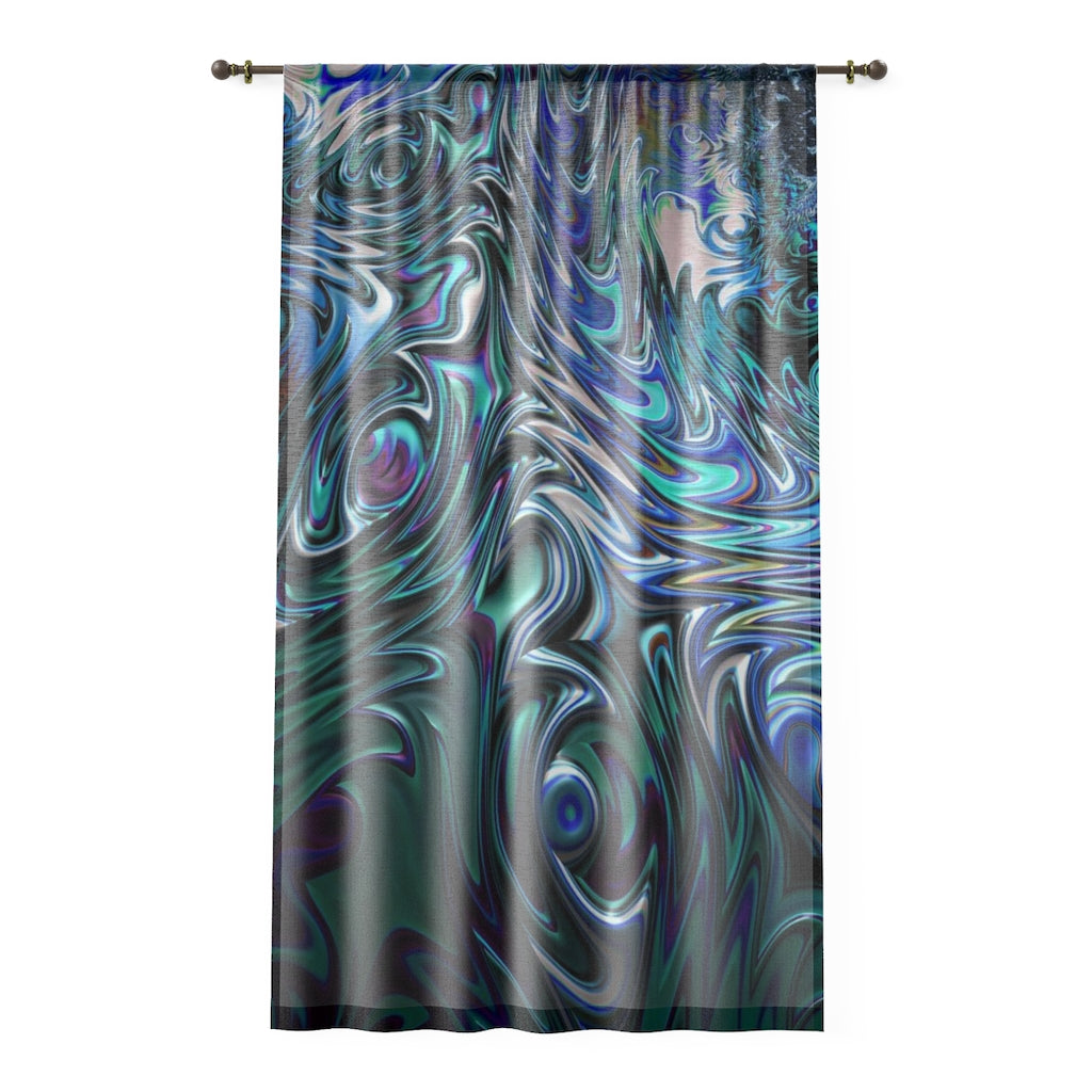 Blue Swirl Fractal Window Curtain