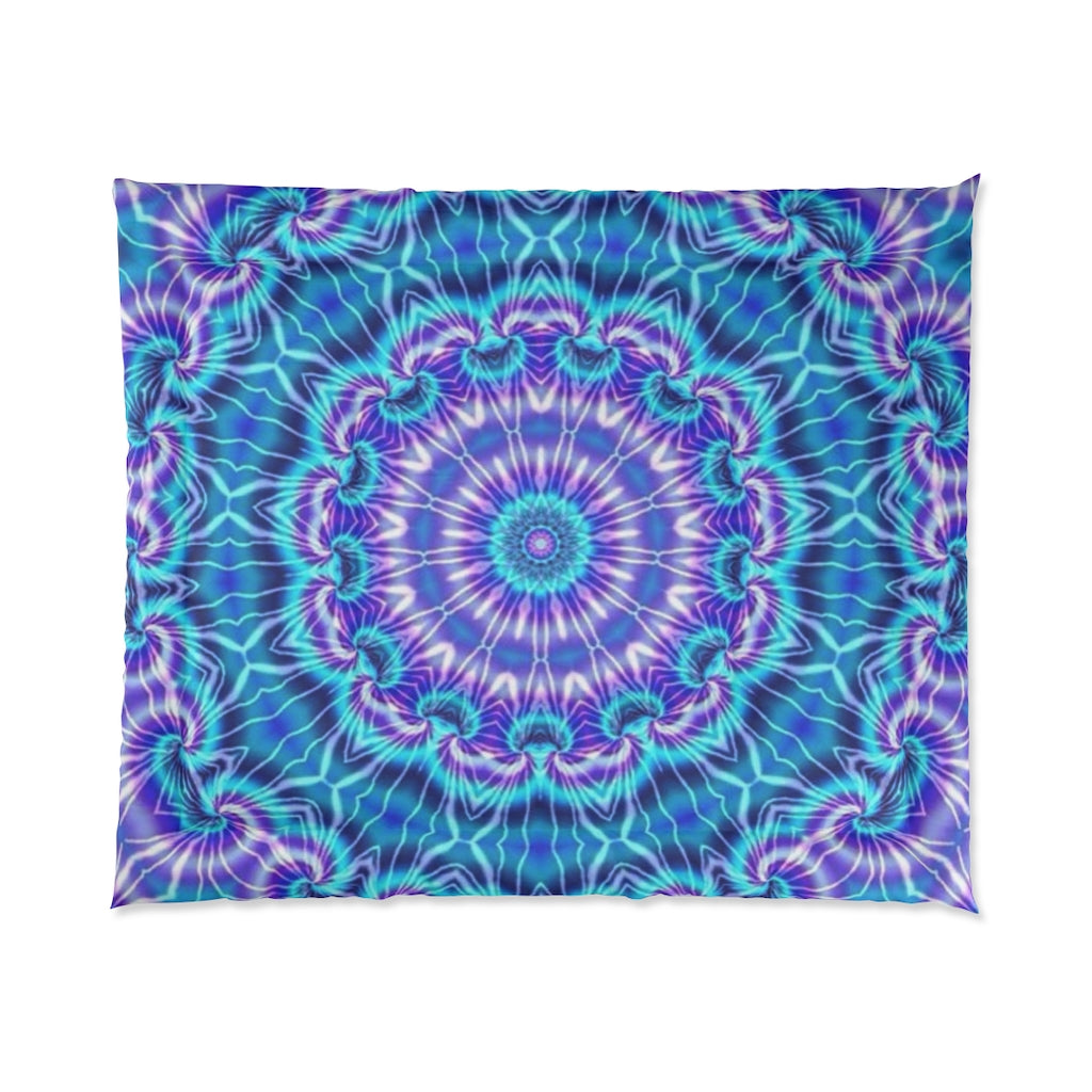Blue and Purple Tie Dye Kaleidoscope Comforter