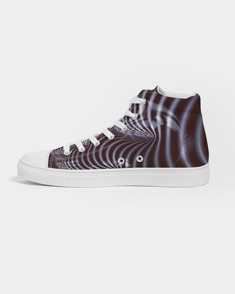 Black and White Spiral Fractal Women's Hightop Canvas Shoe