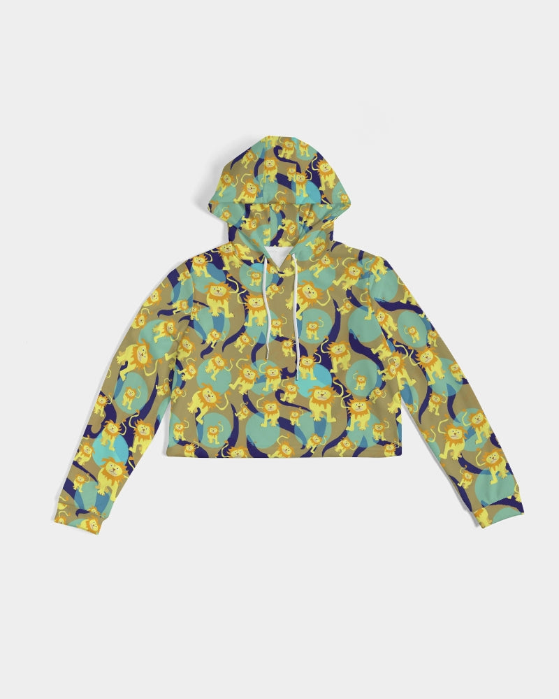 Lion Pattern Women's Cropped Hoodie