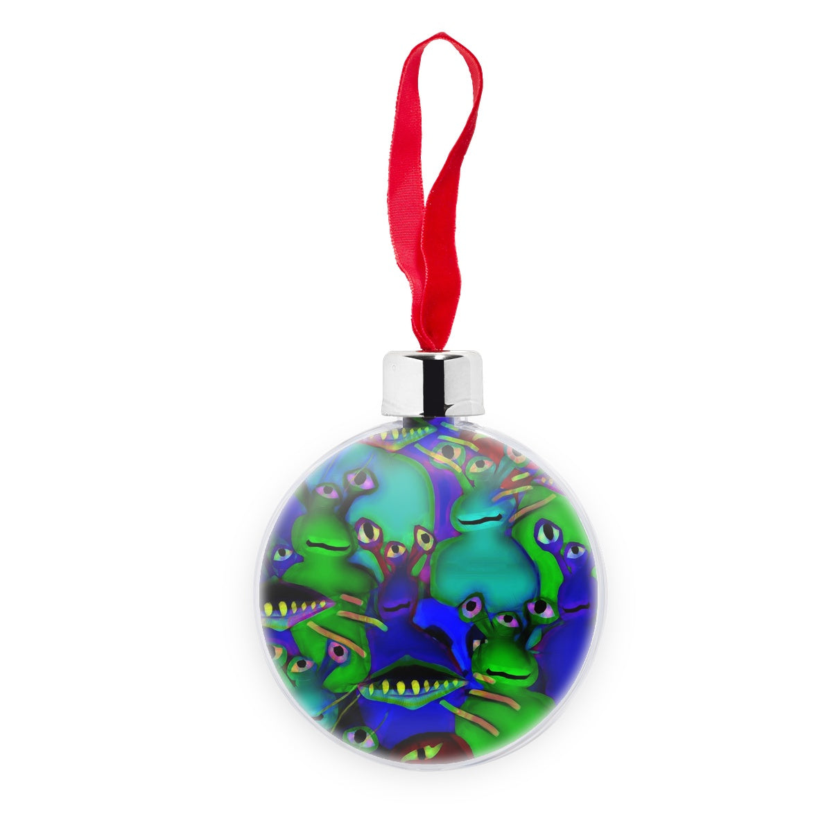 Aliens Collage Transparent Christmas bauble