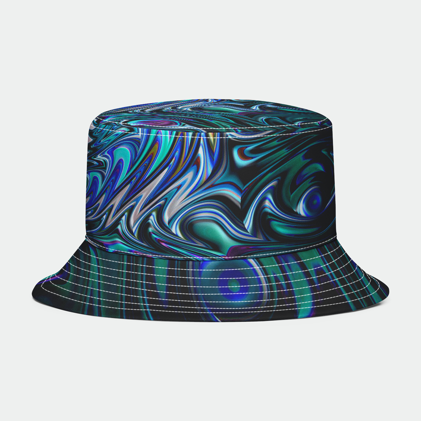 Blue Swirl Fractal Bucket Hat