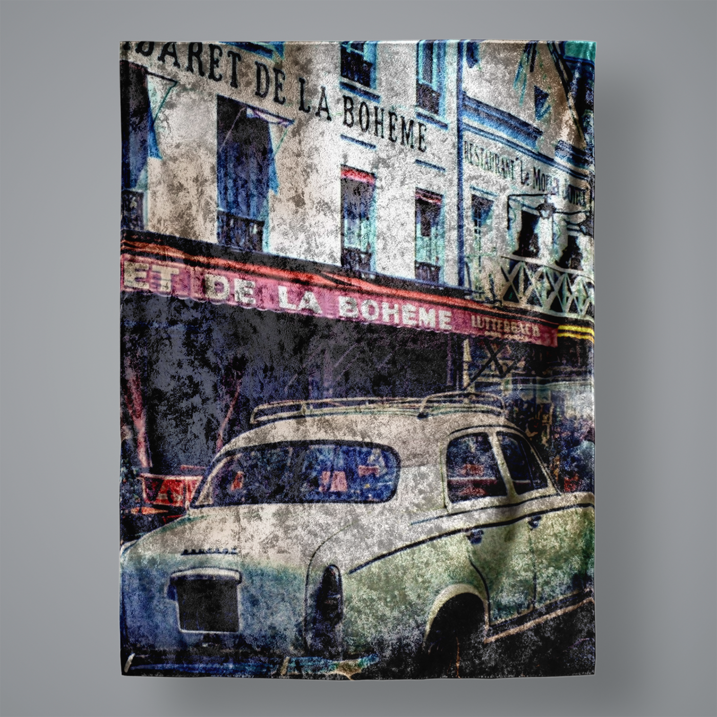 French Street 1967 Large Velvet Wall Tapestry