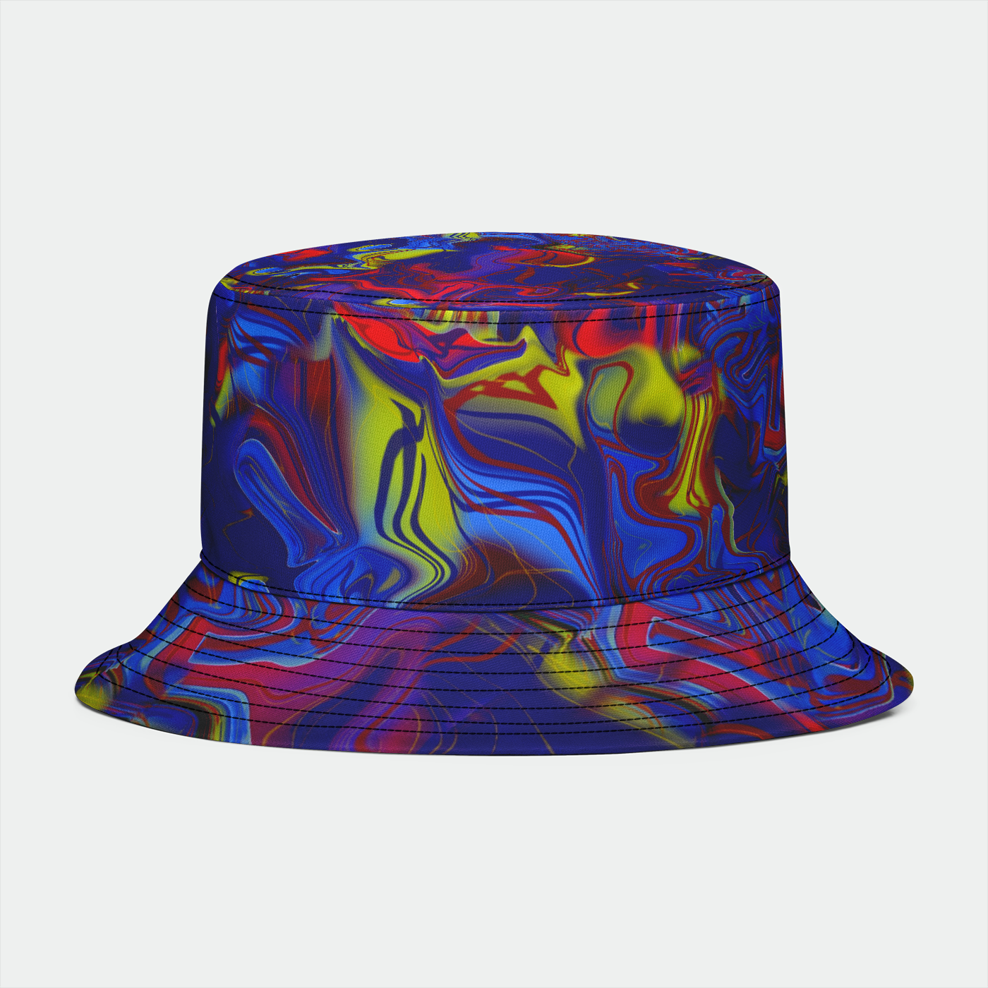 Red Blue Yellow Paint Abstract Bucket Hat