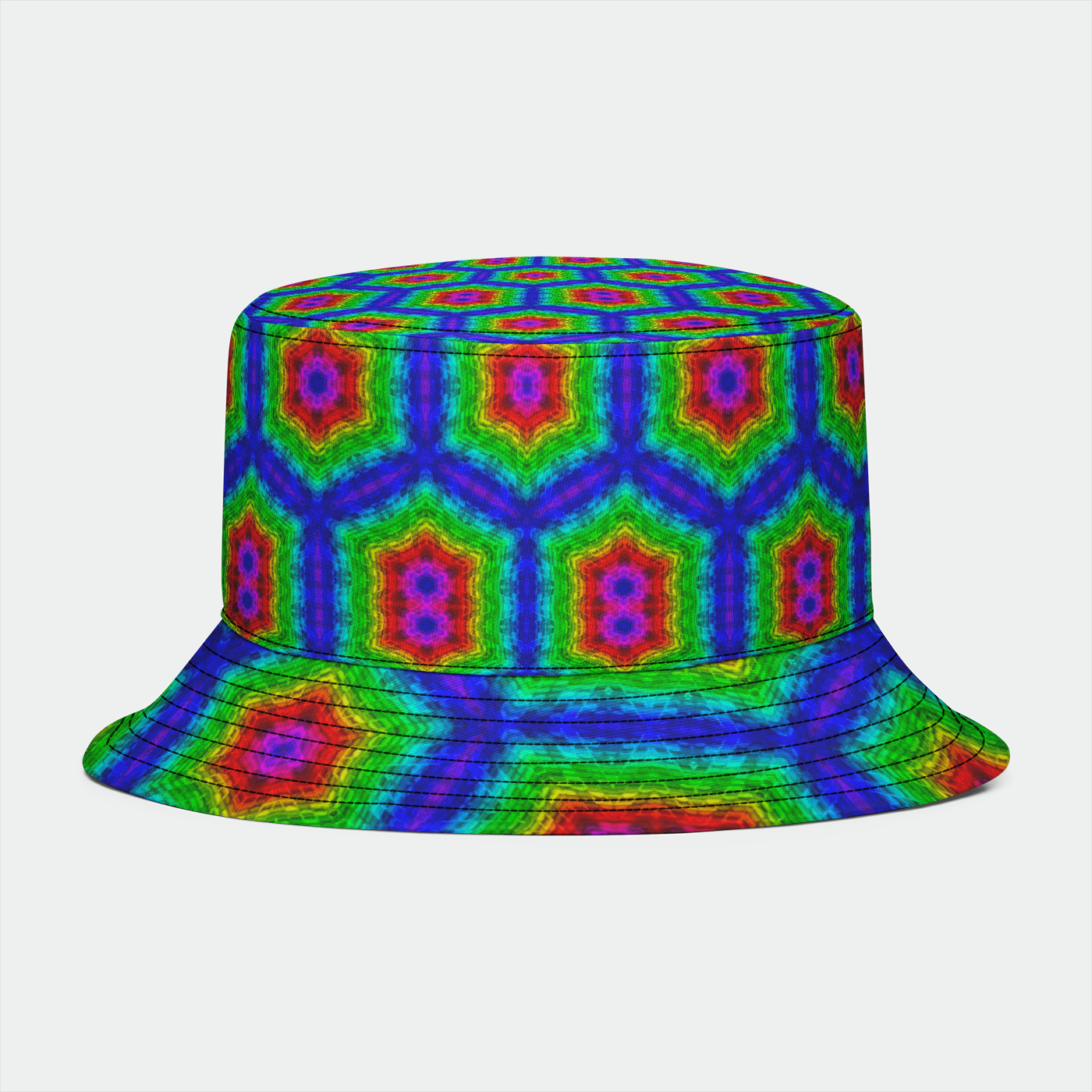 Rainbow Geometric Pattern Bucket Hat