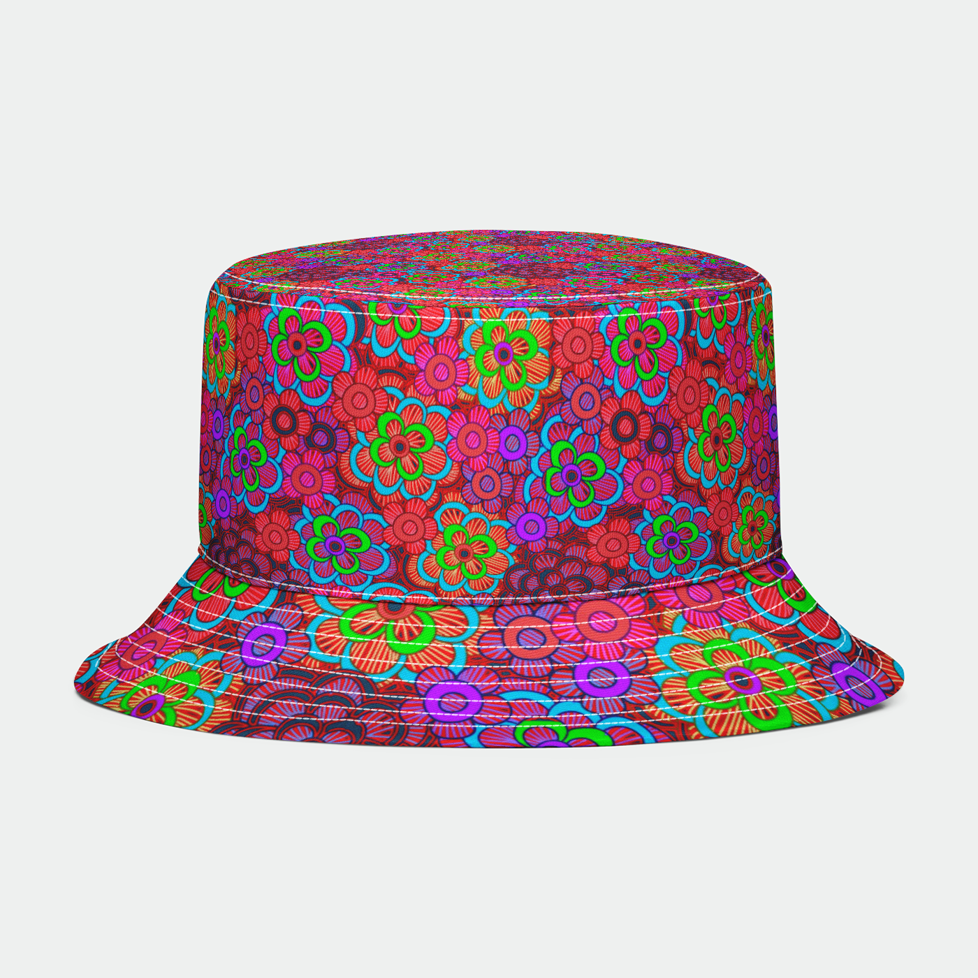 Pink Stripe Flower Pattern  Bucket Hat