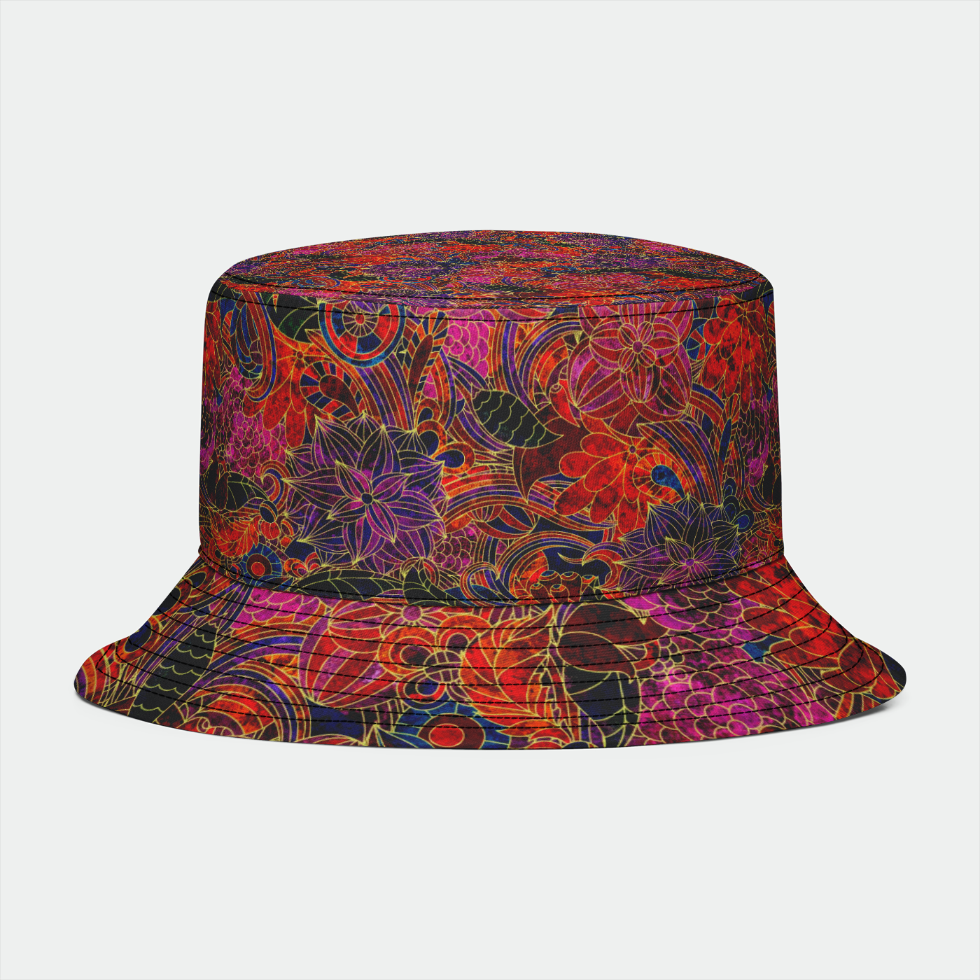 Gold Floral Pattern Bucket Hat