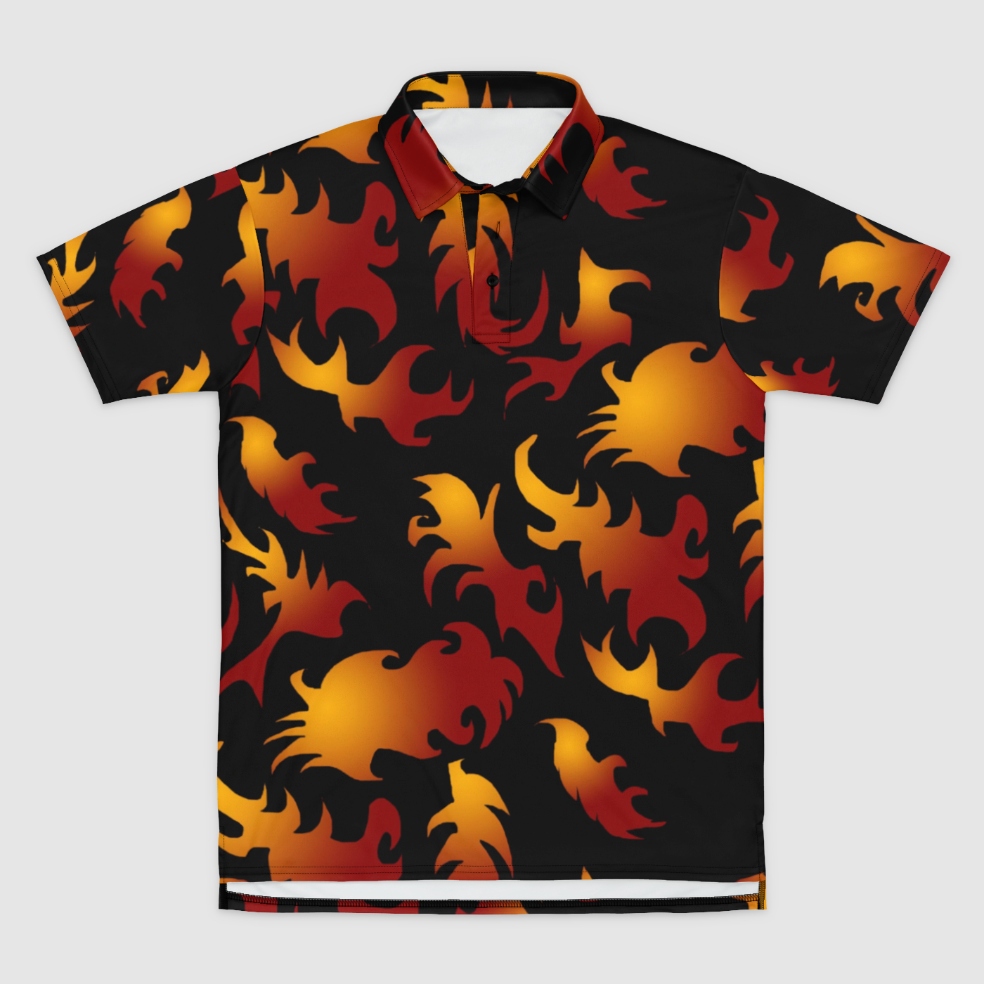 Abstract Flames Pattern Mens Polo Shirt