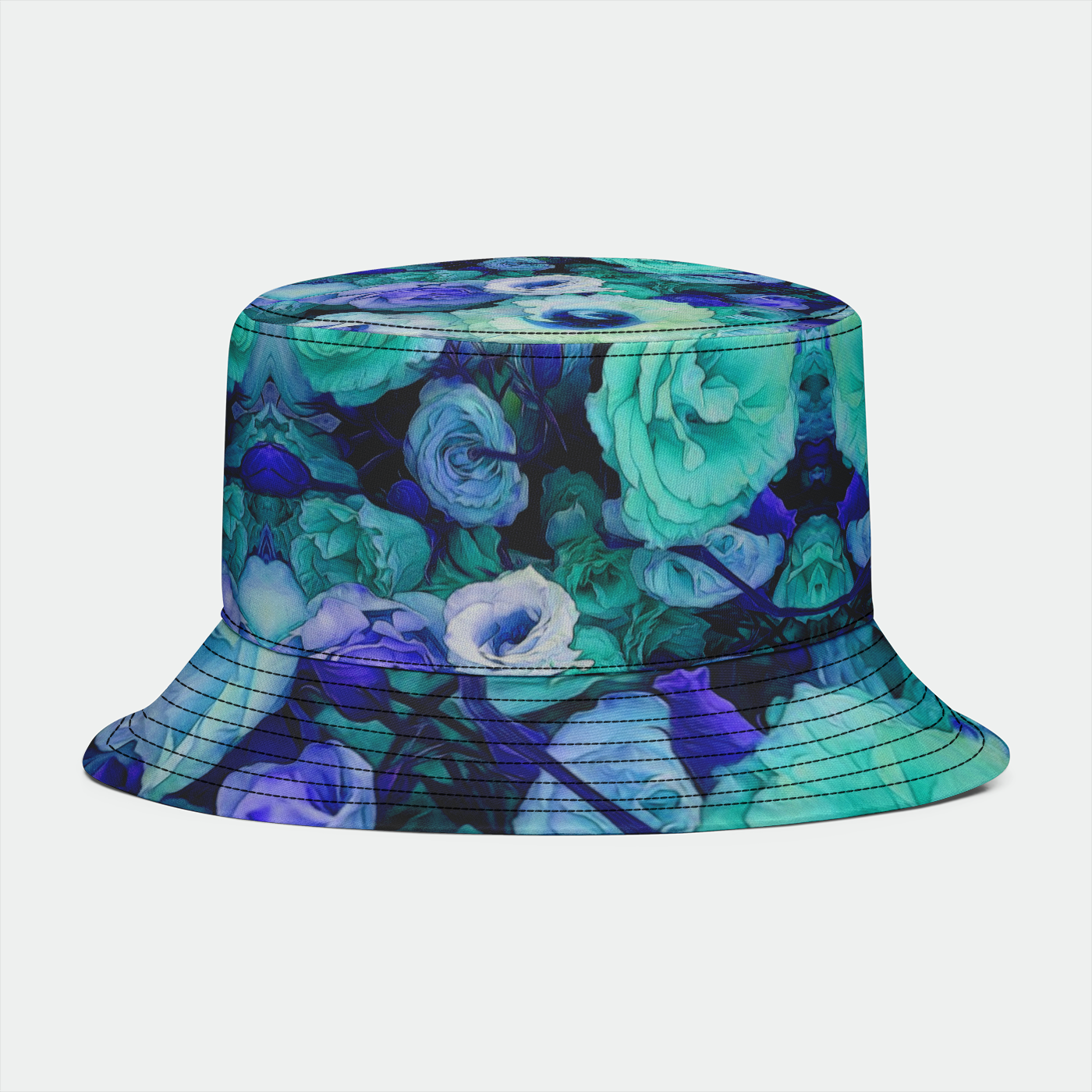 Aqua Flower Kaleidoscope Bucket Hat