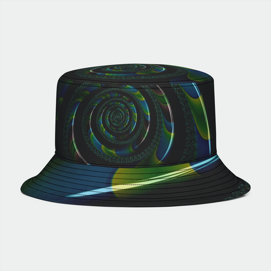 Shiny Blue Green Fractal Bucket Hat