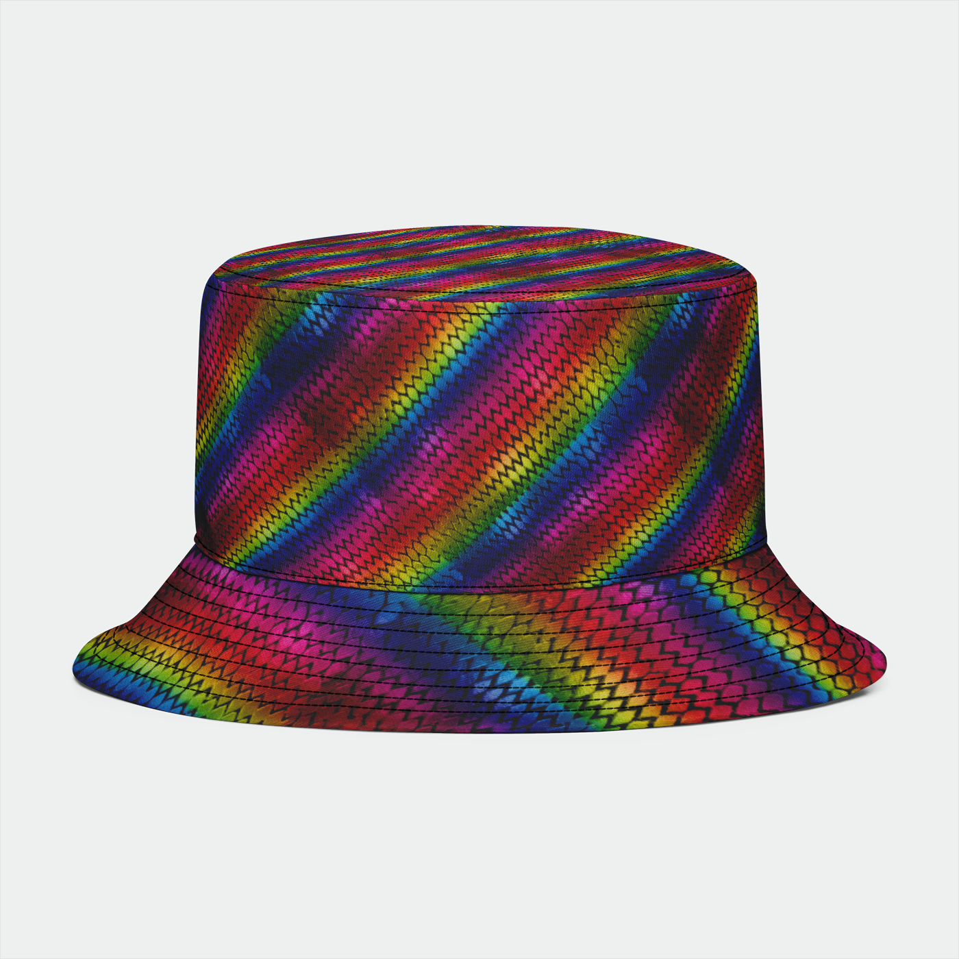 Diagonal Rainbow Dragon Scales Bucket Hat