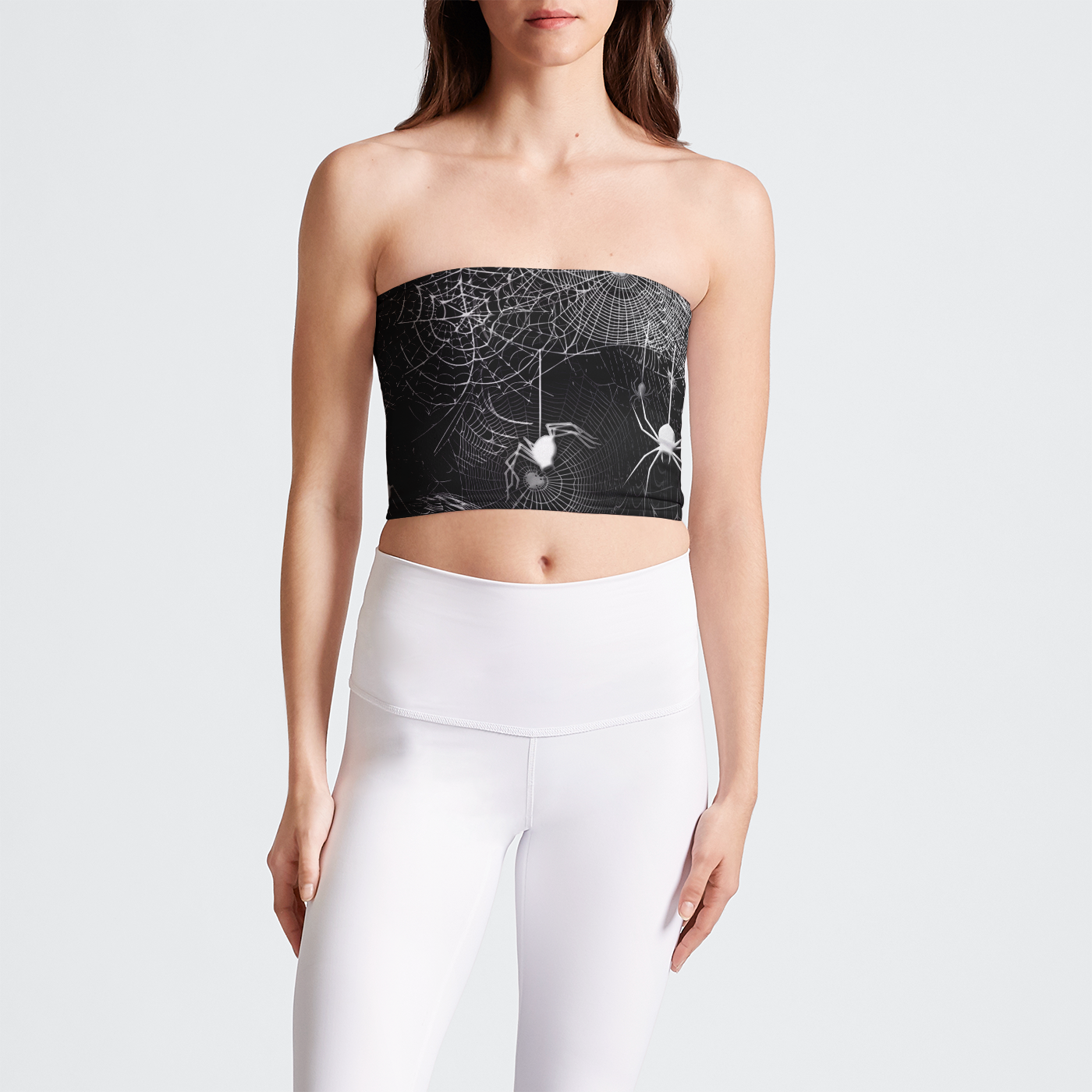 Black and White Spider Webs Tube Top