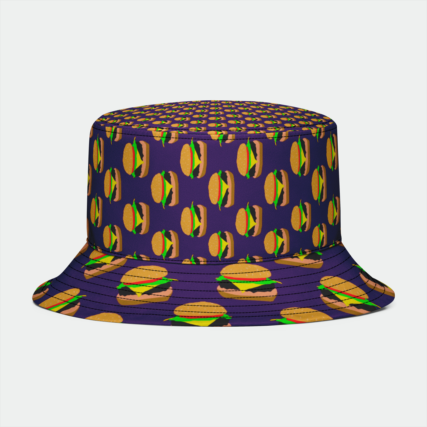 Burger Pattern Bucket Hat