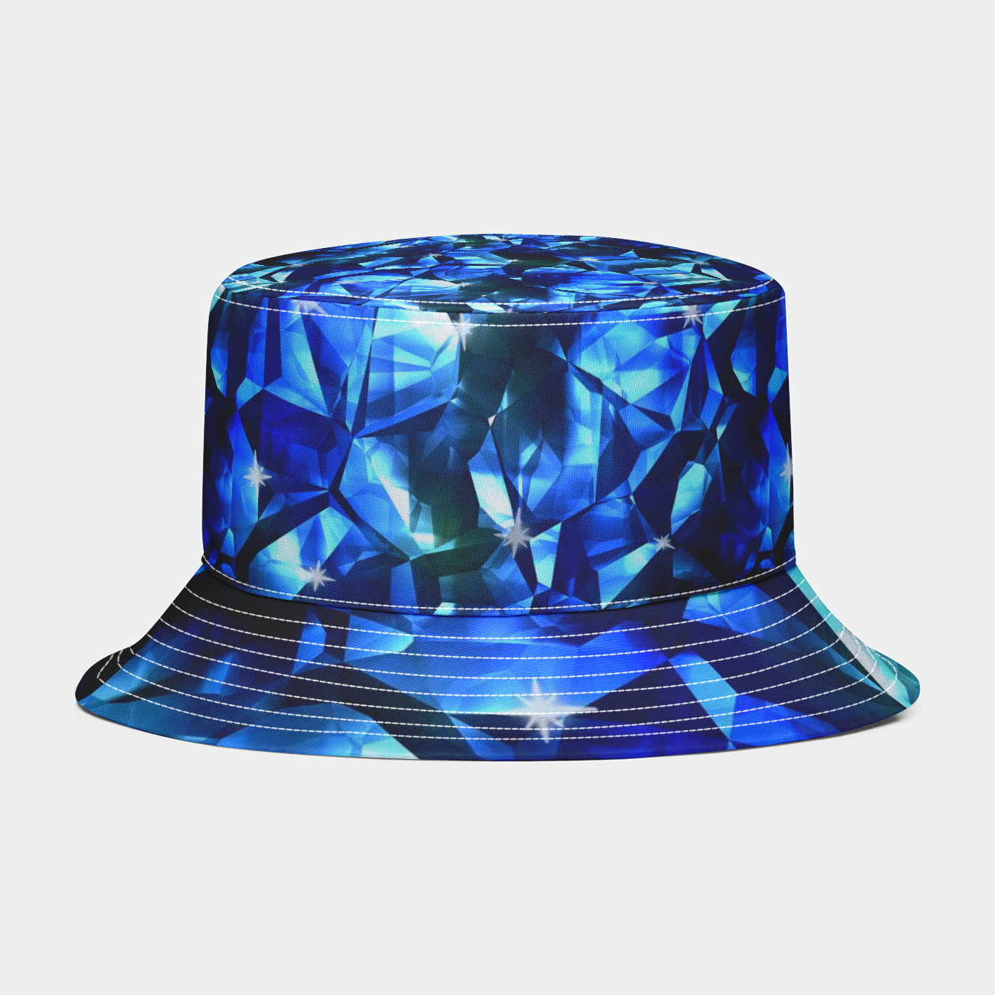 Blue Crystal Pattern Bucket Hat