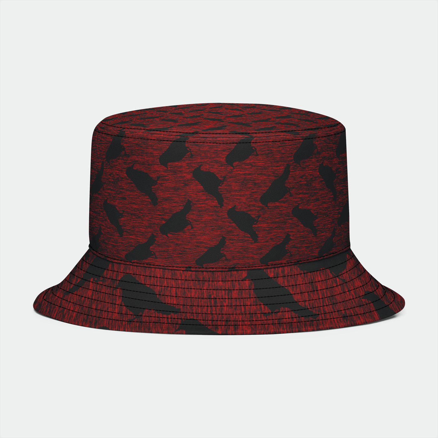 Ravens On Red Pattern Bucket Hat