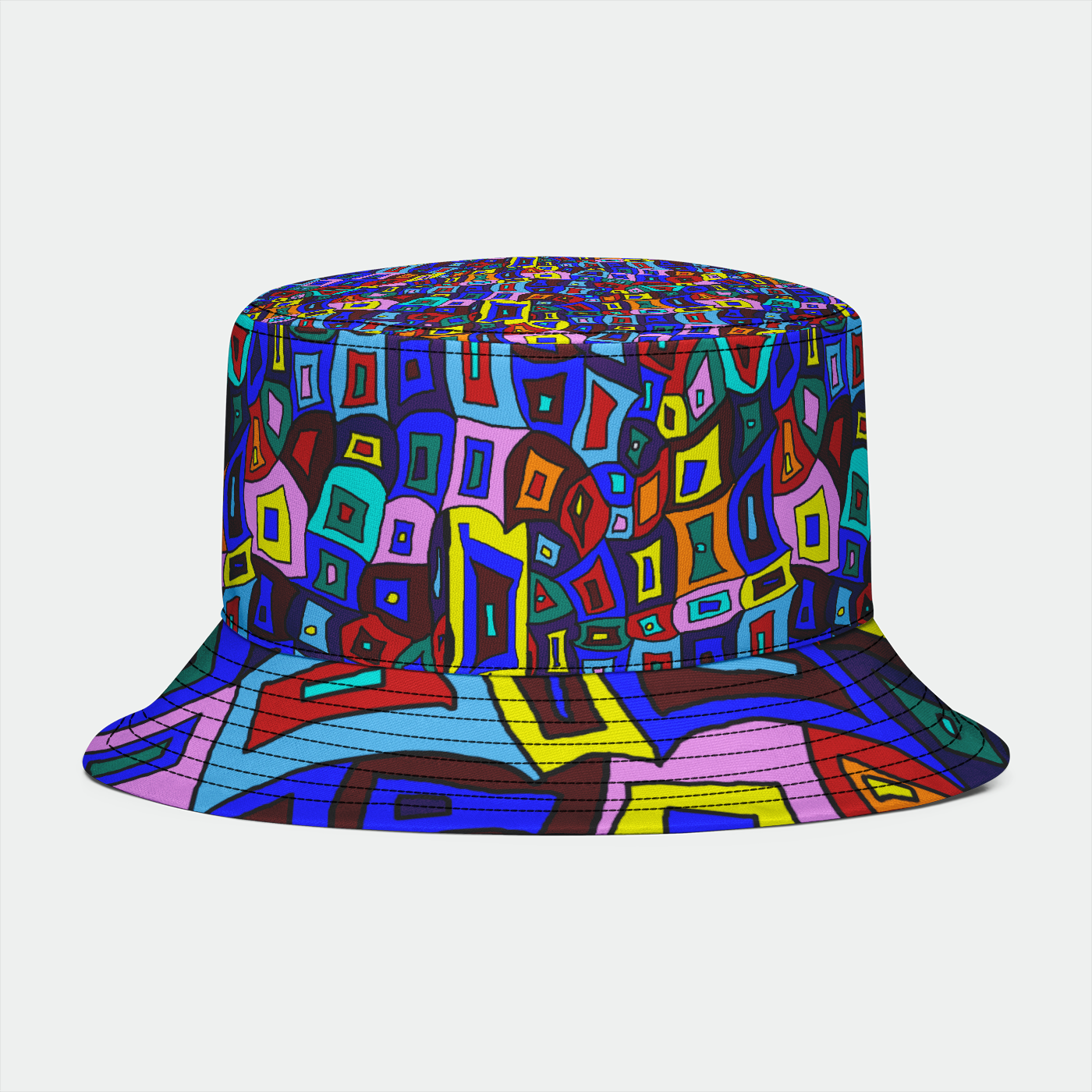 Wavy Square Pattern Bucket Hat