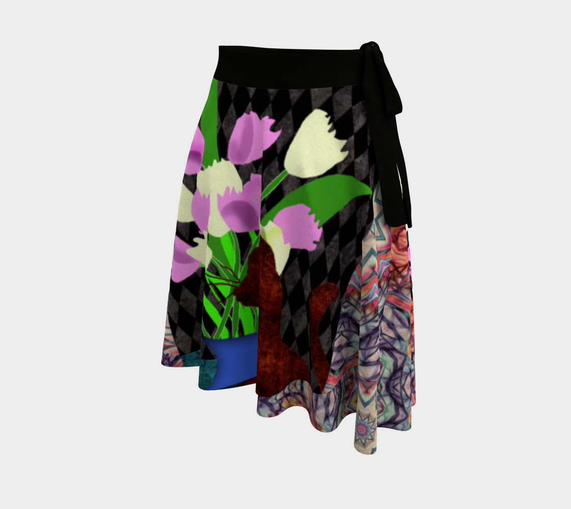 The Cat and The Tulips Wrap Skirt