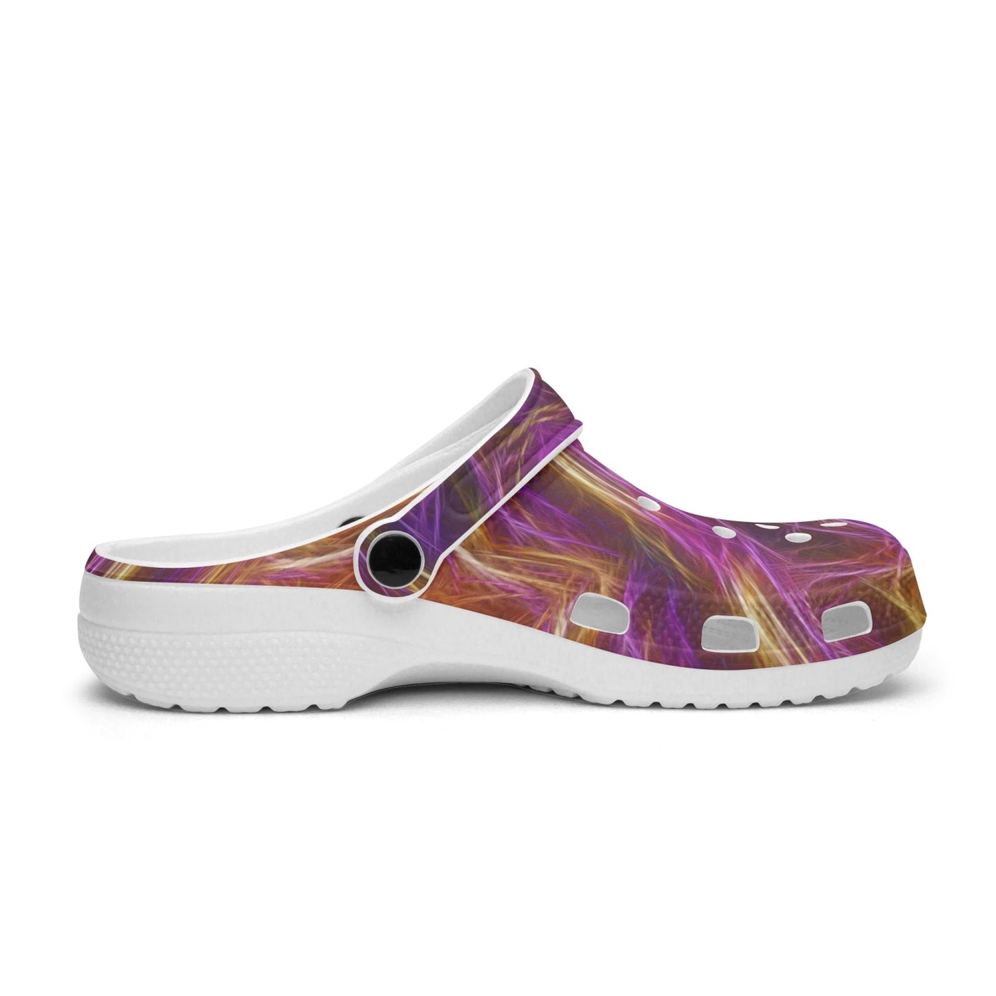 Orange and Purple Kaleidoscope 413. All Over Printed Clogs