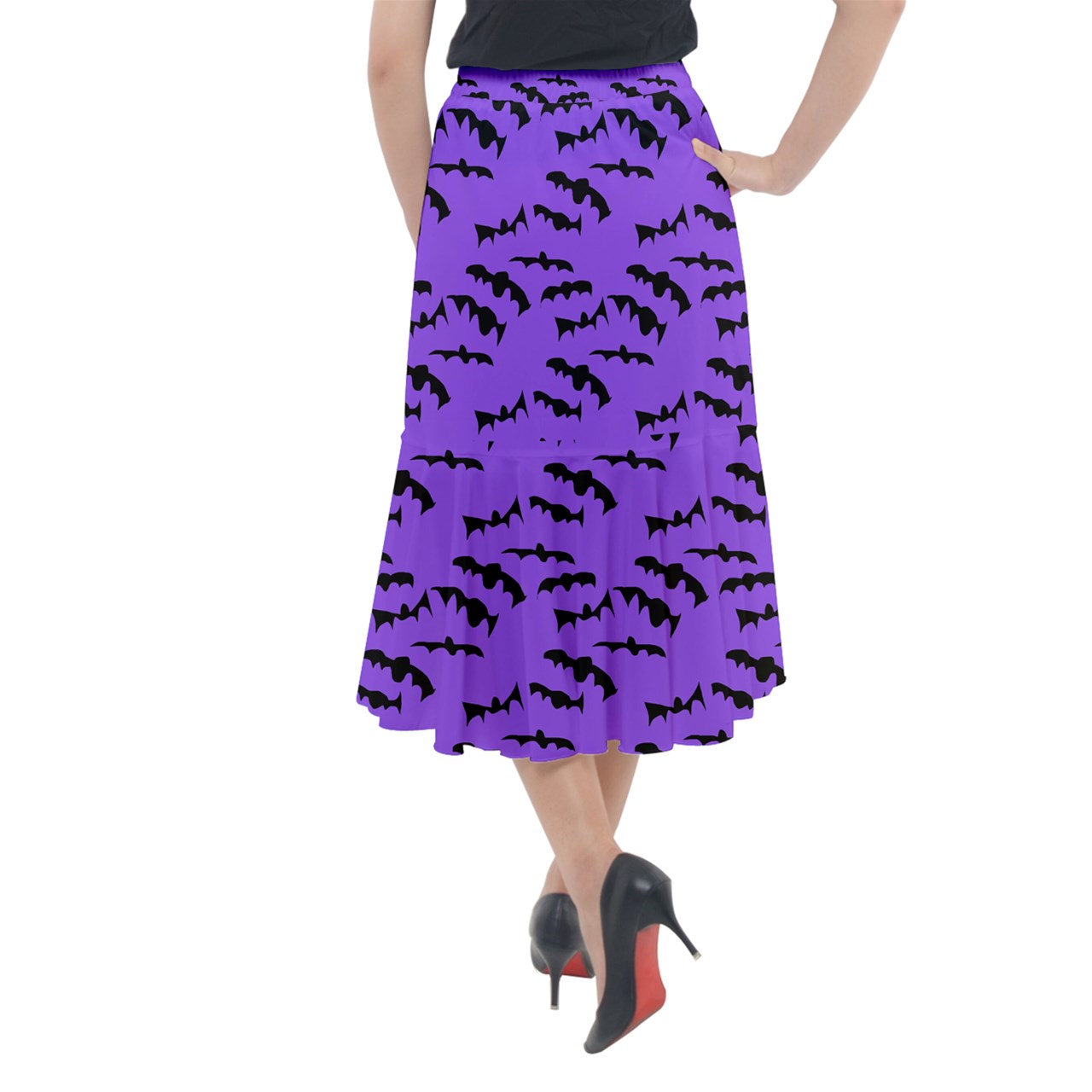 Bats Pattern Midi Mermaid Skirt