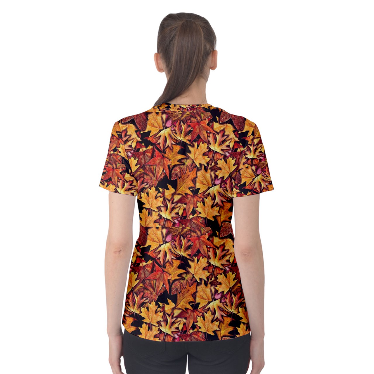 Fall Leaves Pattern Women's Cotton Tee