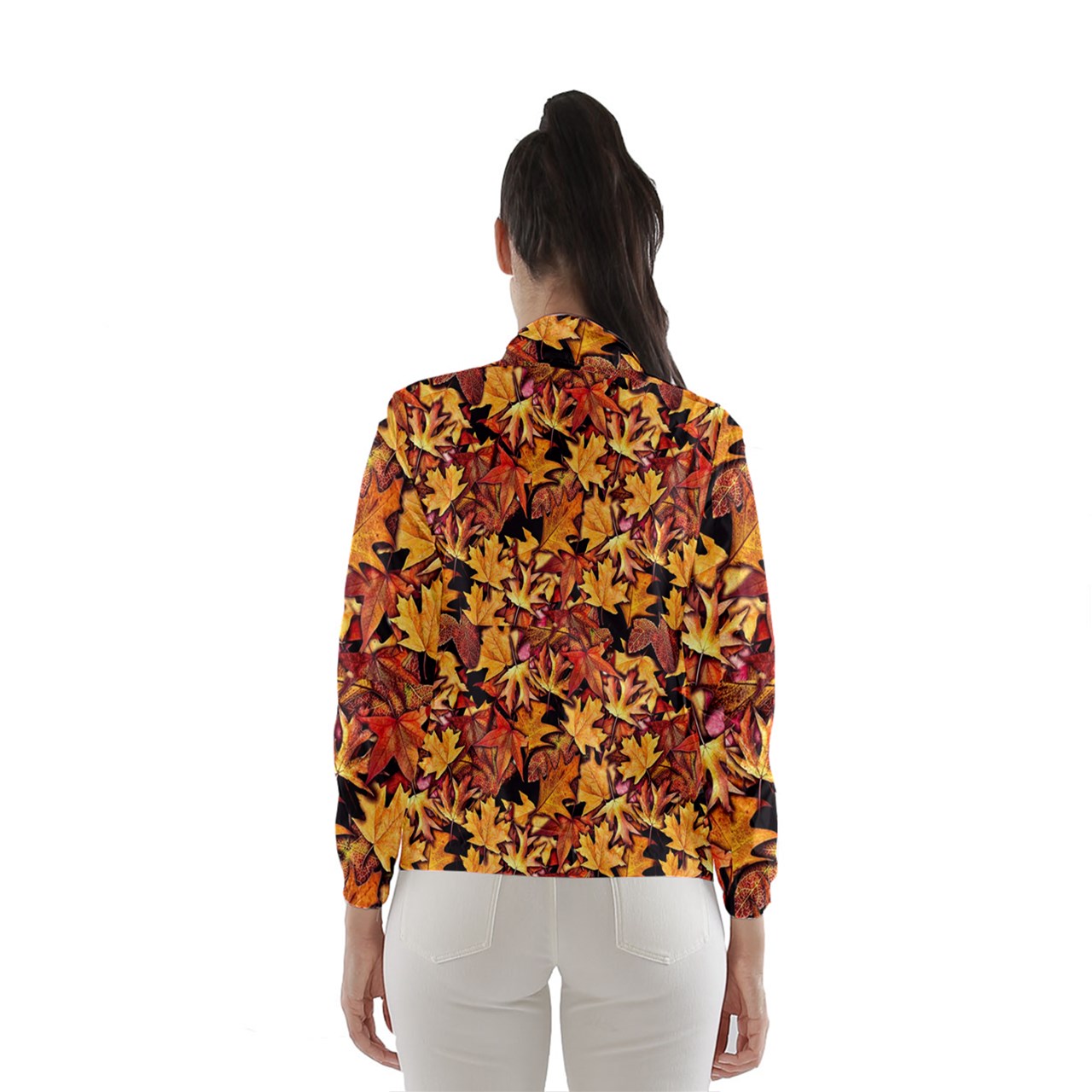 Fall Leaves Pattern Women's Windbreaker