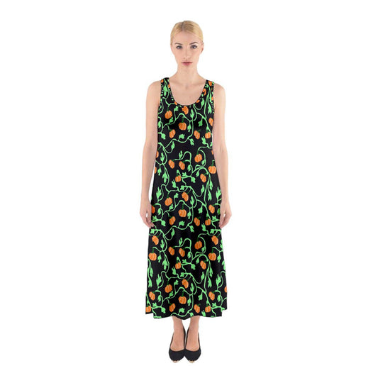 Pumpkin Vines Sleeveless Maxi Dress