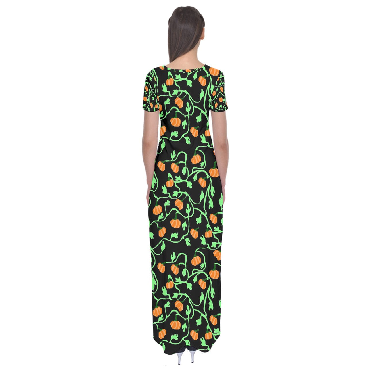 Pumpkin Vines Short Sleeve Maxi Dress