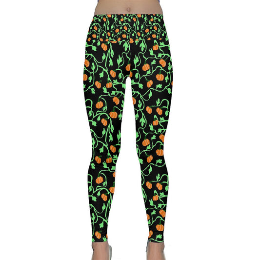 Pumpkin Vines Lightweight Velour Classic Yoga Leggings