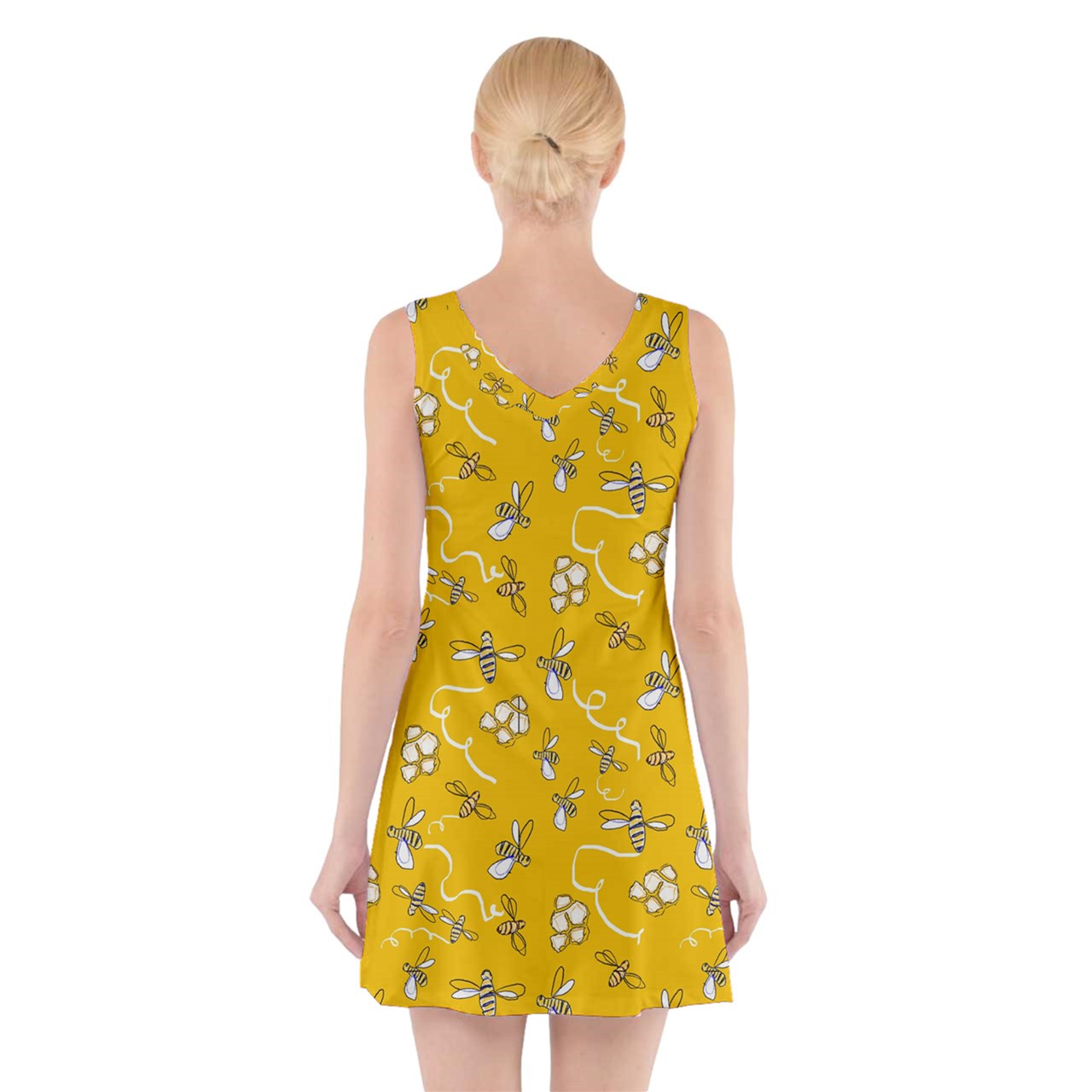 Honeybees V-Neck Sleeveless Dress