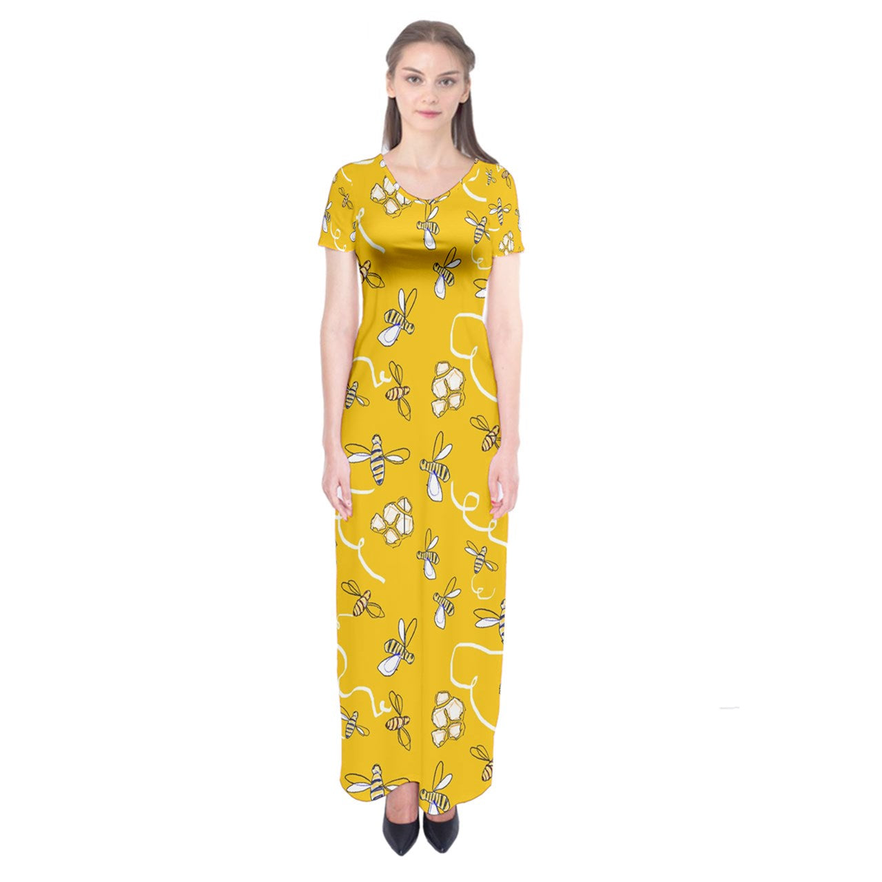 Honeybees Short Sleeve Maxi Dress