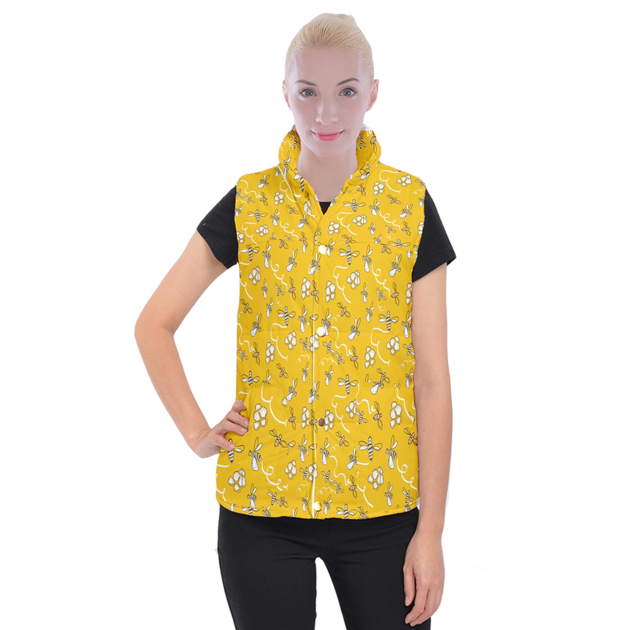 Honeybees Women's Button Up Vest
