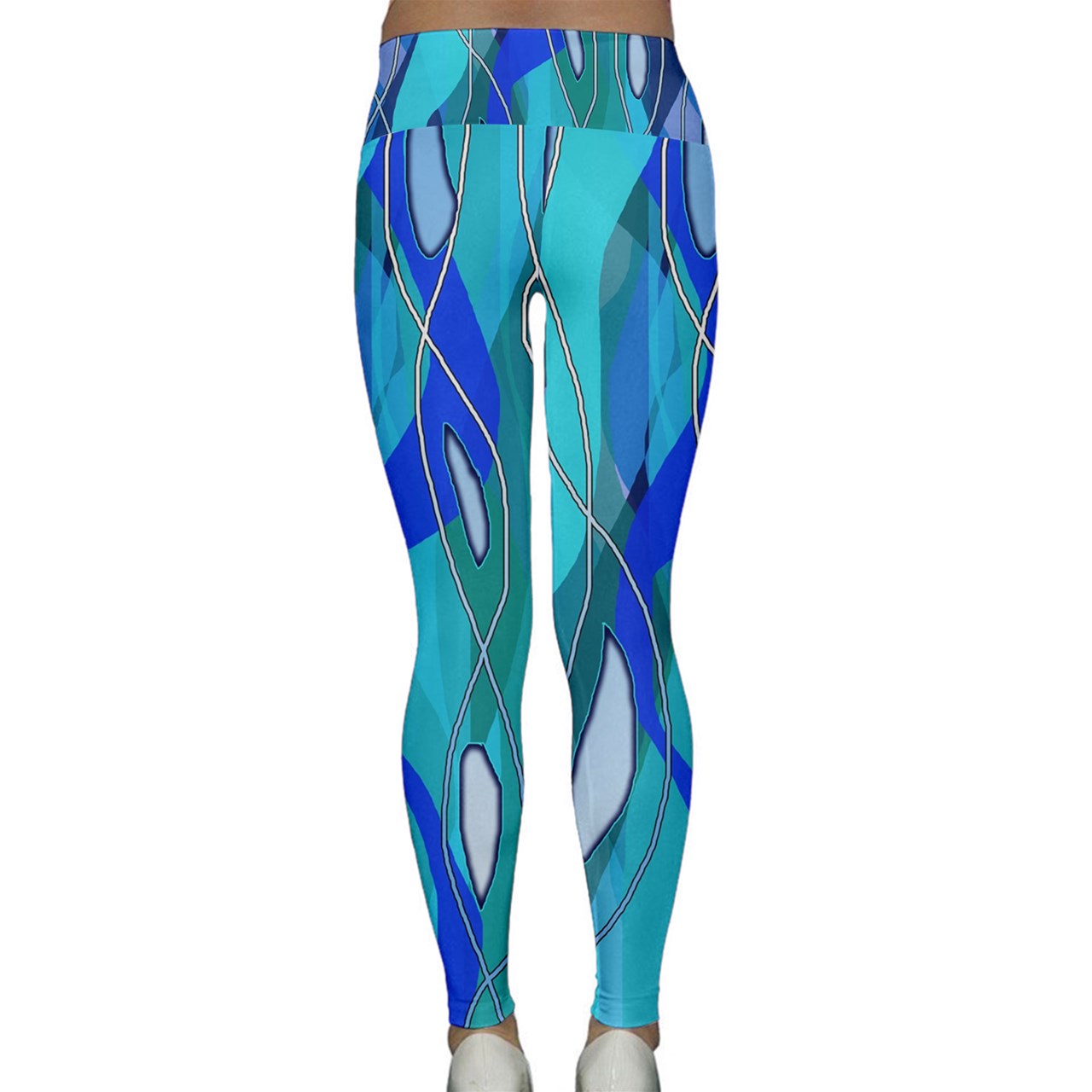 Wavy Blue Lightweight Velour Classic Yoga Leggings