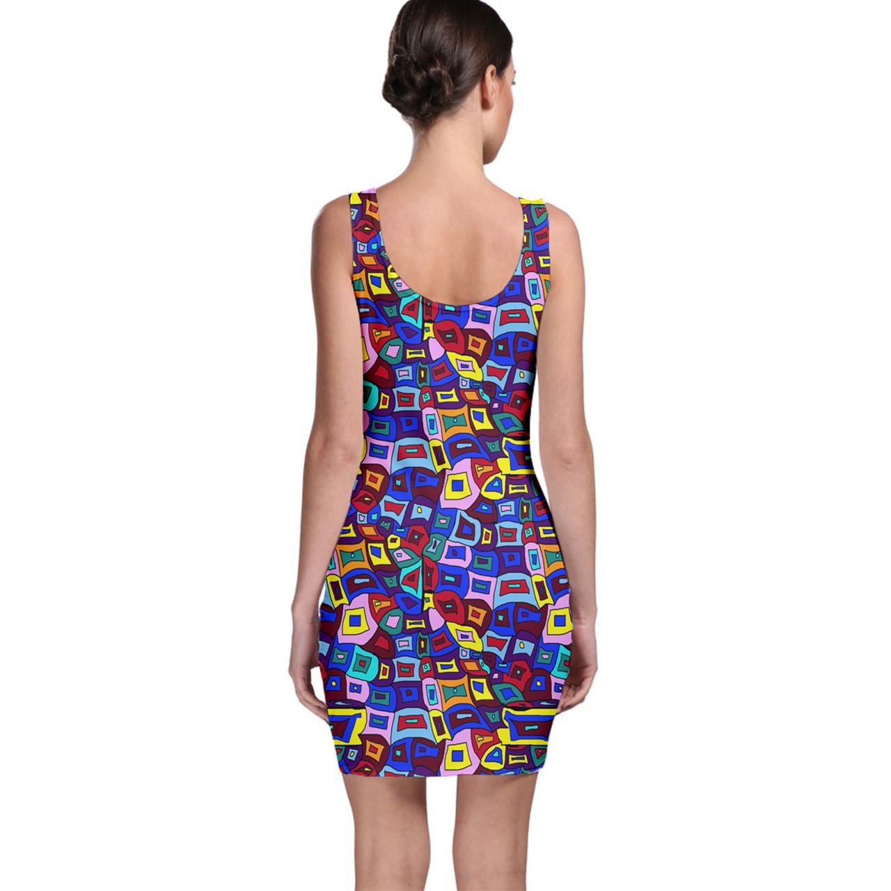 Wavy Square Pattern Bodycon Dress