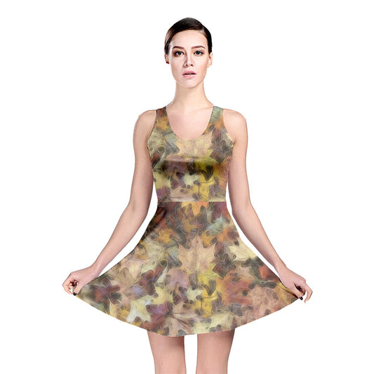 Late October Leaves Light Reversible Skater Dress