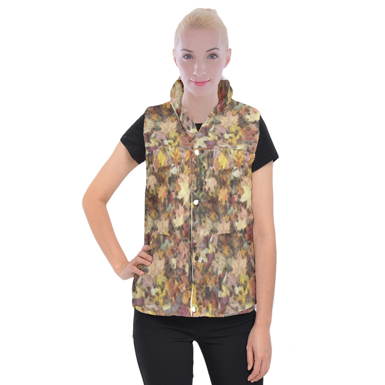 Late October Leaves Light Women's Button Up Vest