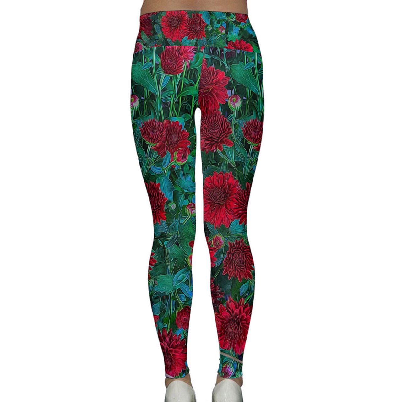 Red Mums Lightweight Velour Classic Yoga Leggings