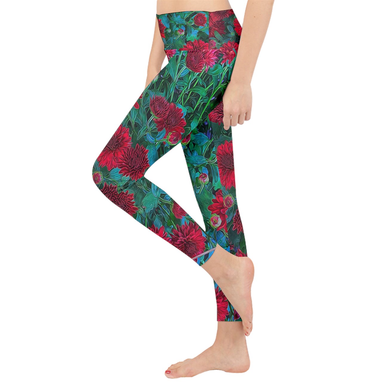 Red Mums Lightweight Velour Classic Yoga Leggings